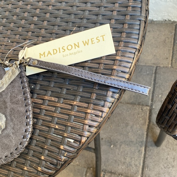 Madison west grey faux leather crossbody with wristlet option. NWT metallic trim - Picture 4 of 7